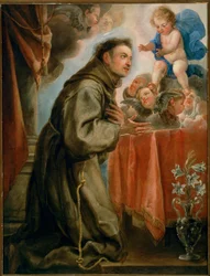 De heilige Antonius van Padua en het Kindje Jezus (schilderij op doek)