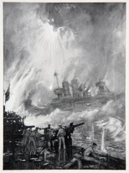Vecht het Laatste Kanon: het Dappere Einde van H.M.S. Tiperrary bij Jutland, illustratie uit 