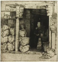 Interieur van een kolenwinkel