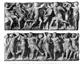 Dansende Putti Paneel, van de Cantoria, van de Zanggalerij van de Duomo (marmer)