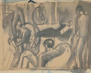 Maynard Keynes, Lytton Strachey en anderen, ca. 1916