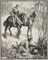 Een dame huilt bitter, illustratie uit 