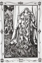 Bij de deur van een... stond een dame, 1905