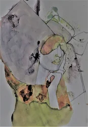 Abstract: Peinzende vrouw