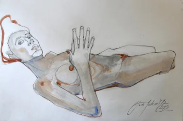 Egon Schiele poseert