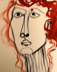 Portret van een vrouw met rood haar in moderne stijl