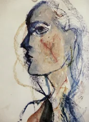  peinzende abstracte vrouw