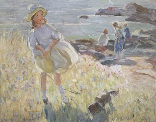 Op de kliffen (olieverf op doek)