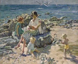 Zomer op het strand (olieverf op doek)