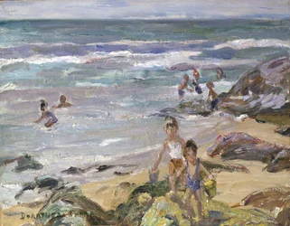 Zomertijd aan zee (olieverf op board)