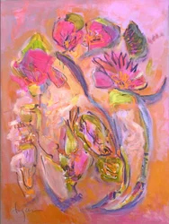 Roze bloemen, abstract