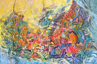 Levendig abstract stadsgezicht