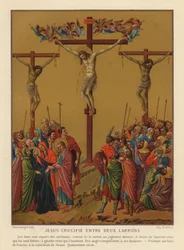 Kruisiging van Jezus Christus (chromolitho)