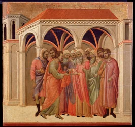 Het verraad van Judas. Maesta altaarstuk (tempera en goud op hout)