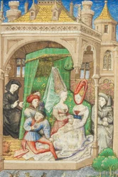 Pagina uit "La Belle Dame Sans Merci" door Alain Chartier, Parijs, begin 15e eeuw