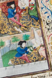 Pagina uit "La Belle Dame Sans Merci" door Alain Chartier, Parijs, begin 15e eeuw