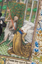 Pagina uit "La Belle Dame Sans Merci" door Alain Chartier, Parijs, begin 15e eeuw