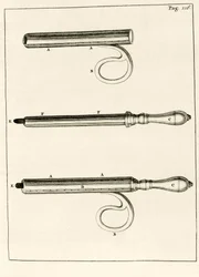 Een assortiment van abces spuiten, uit Exercitationes Practicae circa Medendi Methodum door Frederik Dekkers, 1694
