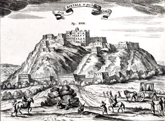 Bietala, fort van Lama de Grote, Koninkrijk Lhassa, illustratie uit 