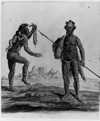 Tekening uit een album van inboorlingen van Brazilië, Afrika, Perzië en Oost-Indië