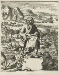 Louis Hennepin landt in Noord-Amerika, uitgegeven 1688 (gravure)