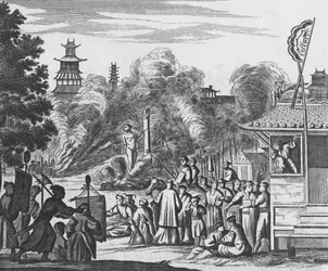 Vervolging van christenen in Japan, ca. 1680 (gravure)