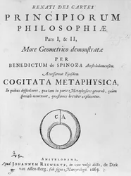 Titelpagina van Renati Descartes principiorum philosophie door Baruch Spinoza, gepubliceerd in 1663