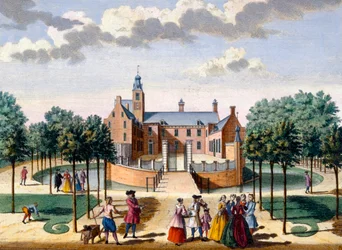 Uitzicht op Huis Adrichem, uit Het Zeganpralent Kennemerlant door Hendrick de Leth en Matthias Brouerius Van Nidek, gepubliceerd ca. 1700-1730
