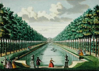 Uitzicht op het paviljoen en het kanaal, uit 