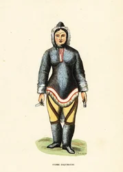 Inuitvrouw met gezichtstatoeages, Mackenzie River, Yukon, Canada