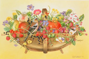 Mand met Fruit, Bloemen en Vinken