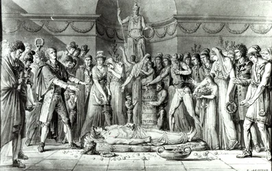 De Begrafenis van Jean Paul Marat in de Kapel van de Club des Cordeliers, 16 juli 1793