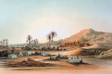 Tempel van Seti I in Qurnah, Egypte, 19e eeuw