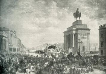 De begrafenis van de hertog van Wellington langs Apsley House, 18 november 1852