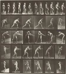 Plaat Nummer 521. A: Lopen. B: Stap omhoog. C. Schijf werpen. D: Schep gebruiken..., 1887.