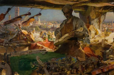 Stradivarius in zijn werkplaats, 1913