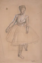 Een balletdanseres in houding, driekwart van voren gezien, ca. 1872-73