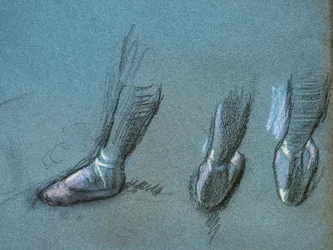Dancer van achteren en drie voetstudies (detail). Rond 1878