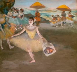 Dancer met een saluerend boeket