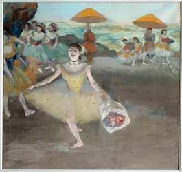 Danseres met het boeket groetend op het podium (schilderij) (1878)