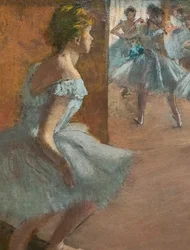 Dansers die een trap opgaan (detail). Tussen 1886 en 1888. Olie op doek.