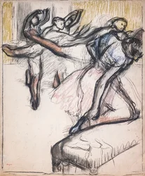 Dansers oefenen in de foyer van de Opera. Rond 1890. Pastel en houtskool op papier.