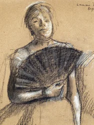 Detail danseres (circa 1876). Edgar Degas (1834-1917). Pastel en houtskool op papieren staaf. Musee des Beaux-Arts de la Ville de Paris, PeuPalais.