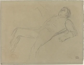 Gevallen jockey studie voor scène uit de steeplechase: De gevallen jockey, ca. 1866