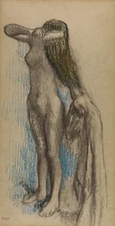 Vrouw die haar haar doet, c.1887-90