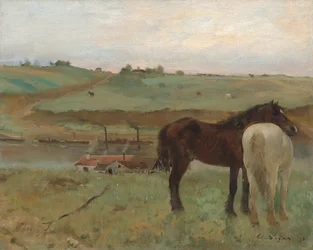 Paarden in een weide, 1871