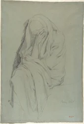 Studie voor Oude Italiaanse vrouw (recto); draperiestudie (verso)