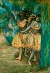 Drie dansers met een achtergrond van bomen en rotsen, 1904-06