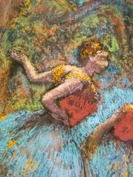 Drie dansers (blauwe rokken, rode korsetten) (detail)