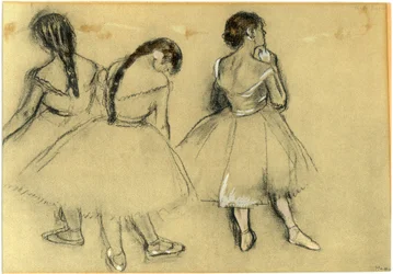 Drie danseressen: houtskool en pastel op papier (circa 1880) door Edgar Degas (1834-1917) - privécollectie - dans, ballet, tutu, slippers, opera - haar, haar - haar, haar, haar, haar, haar, haar, haar, haar, haar, haar, haar, haar, haar, haar, haar, haar, 